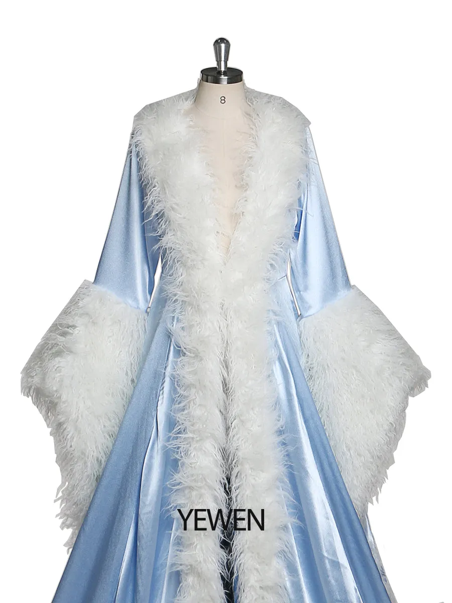 Luxury Fur Collars Christmas Classic Fashion Long Evening Dress New Years Even Robes Wedding Cape Fancy Photography Robe YW243135
