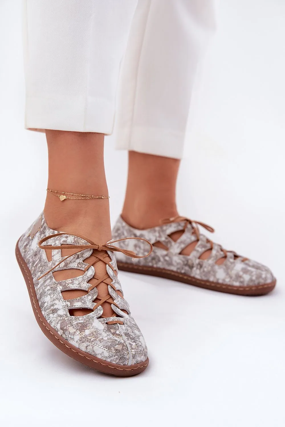 Maciejka natural leather yellow ballet flats