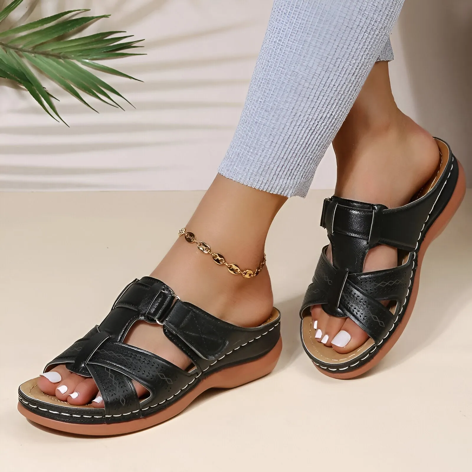 MARISKA - SANDALE COMPENSÉE ORTHOPÉDIQUE VINTAGE