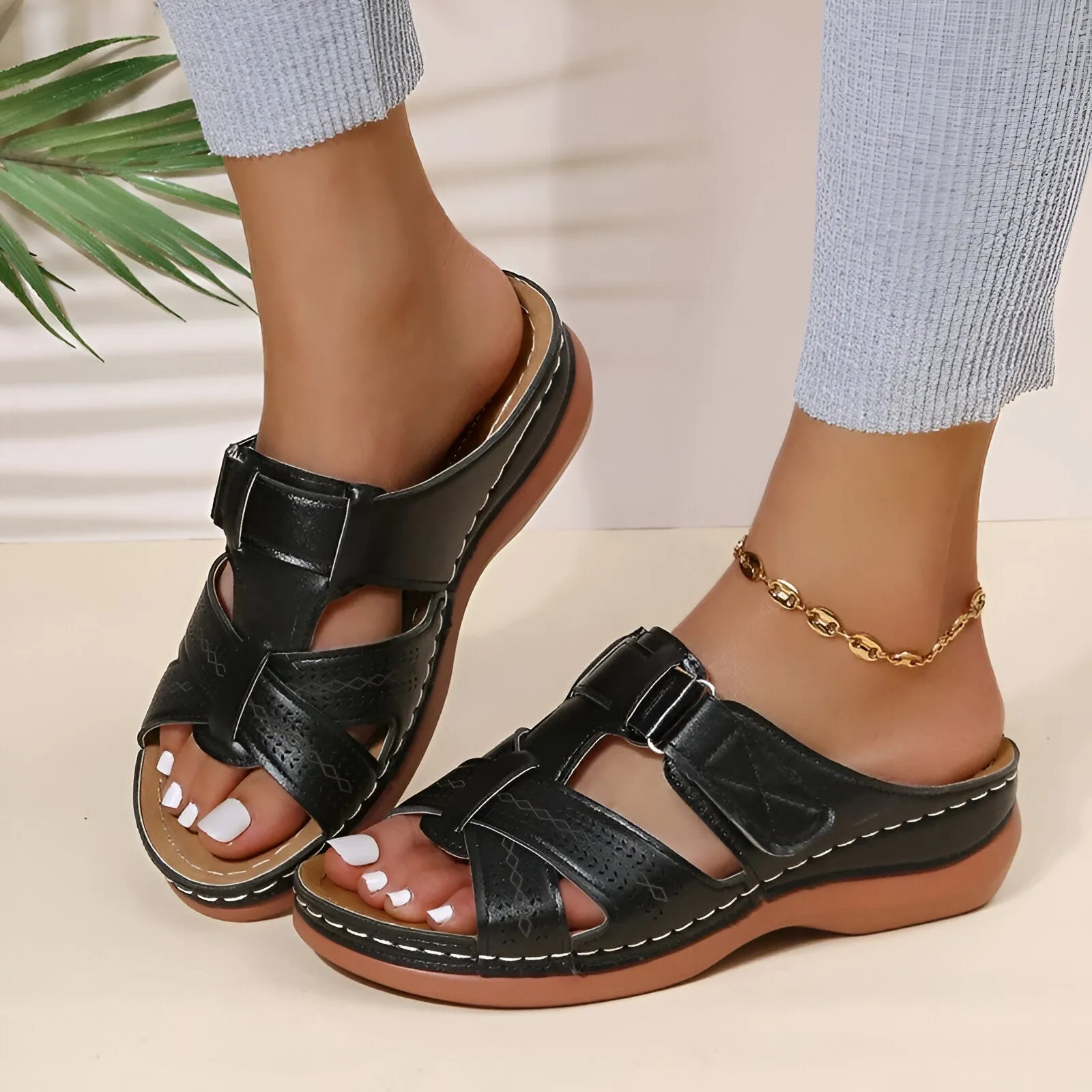 MARISKA - SANDALE COMPENSÉE ORTHOPÉDIQUE VINTAGE