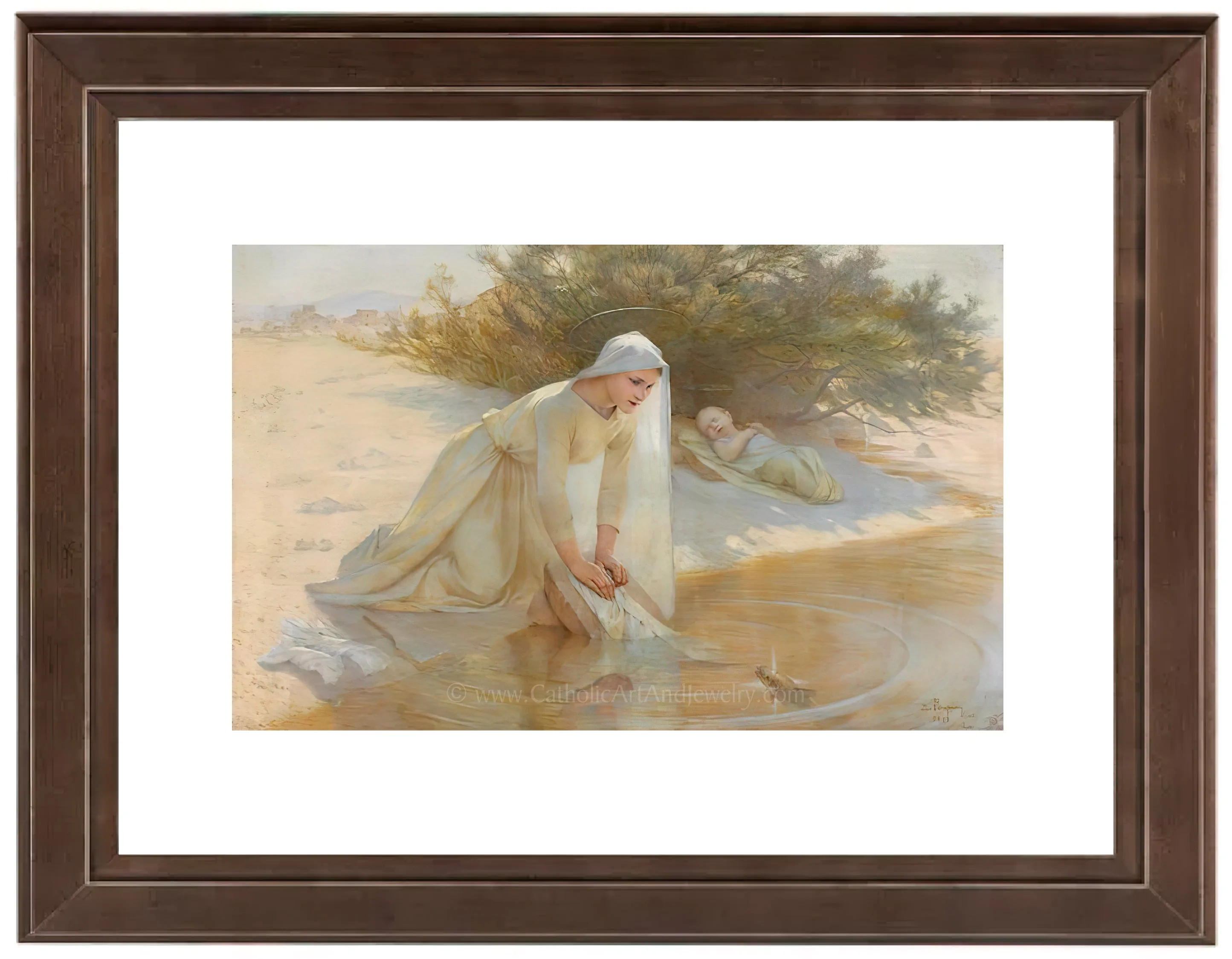 Mary Caring for Baby Jesus – Beautiful Catholic Art Print – Archival Quality