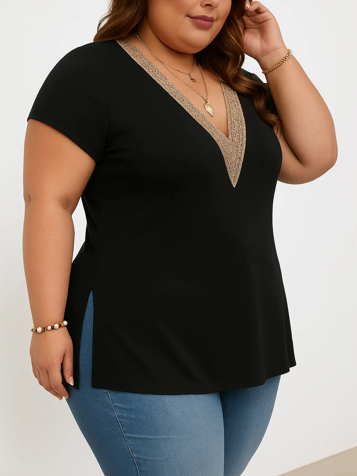 Mary-Grace Plus Size Contrast Top