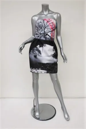 Mary Katrantzou Strapless Bustier Dress Landscape Print Twill Mini Size 6