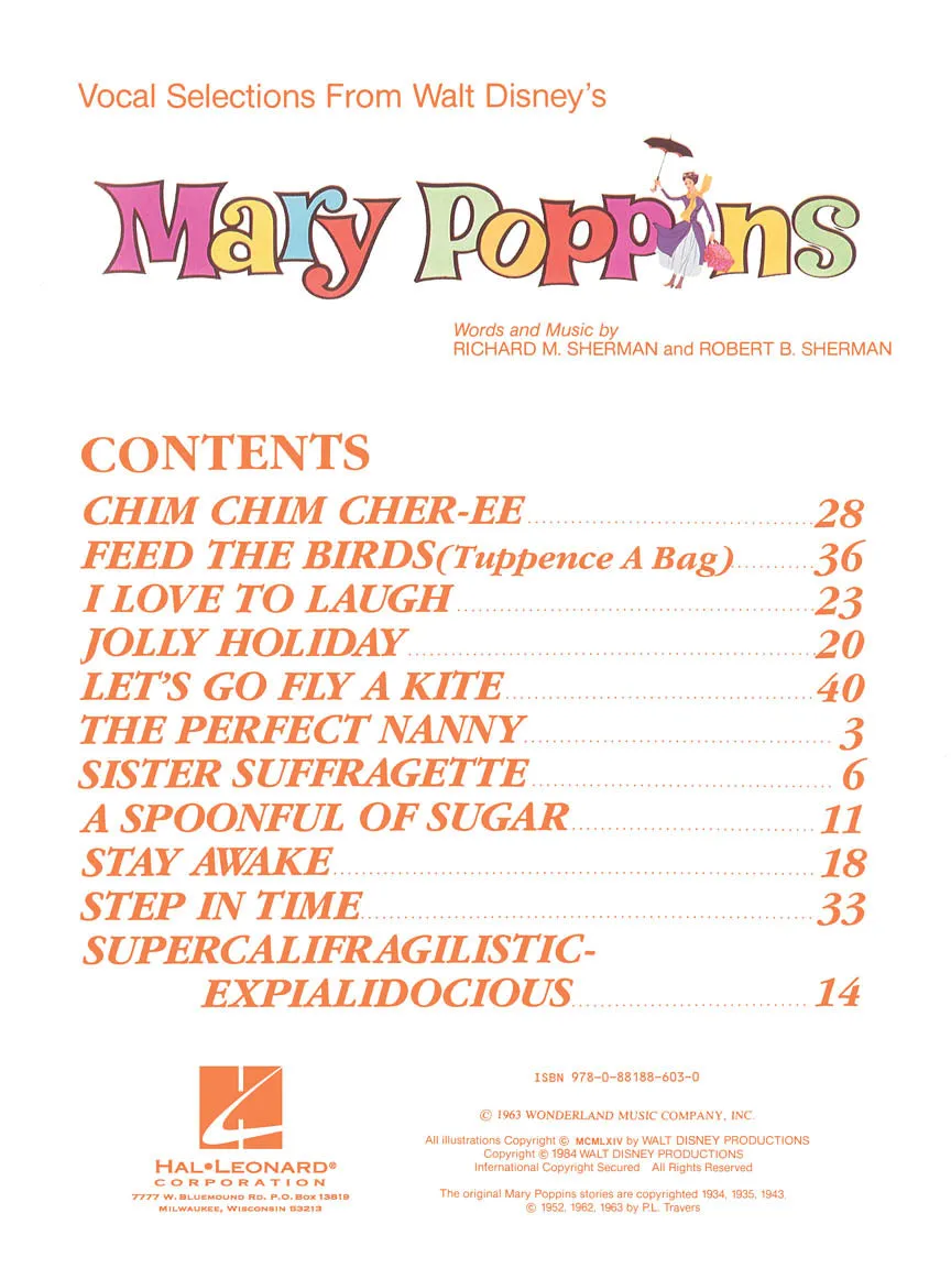 Mary Poppins Vocal Selections PVG