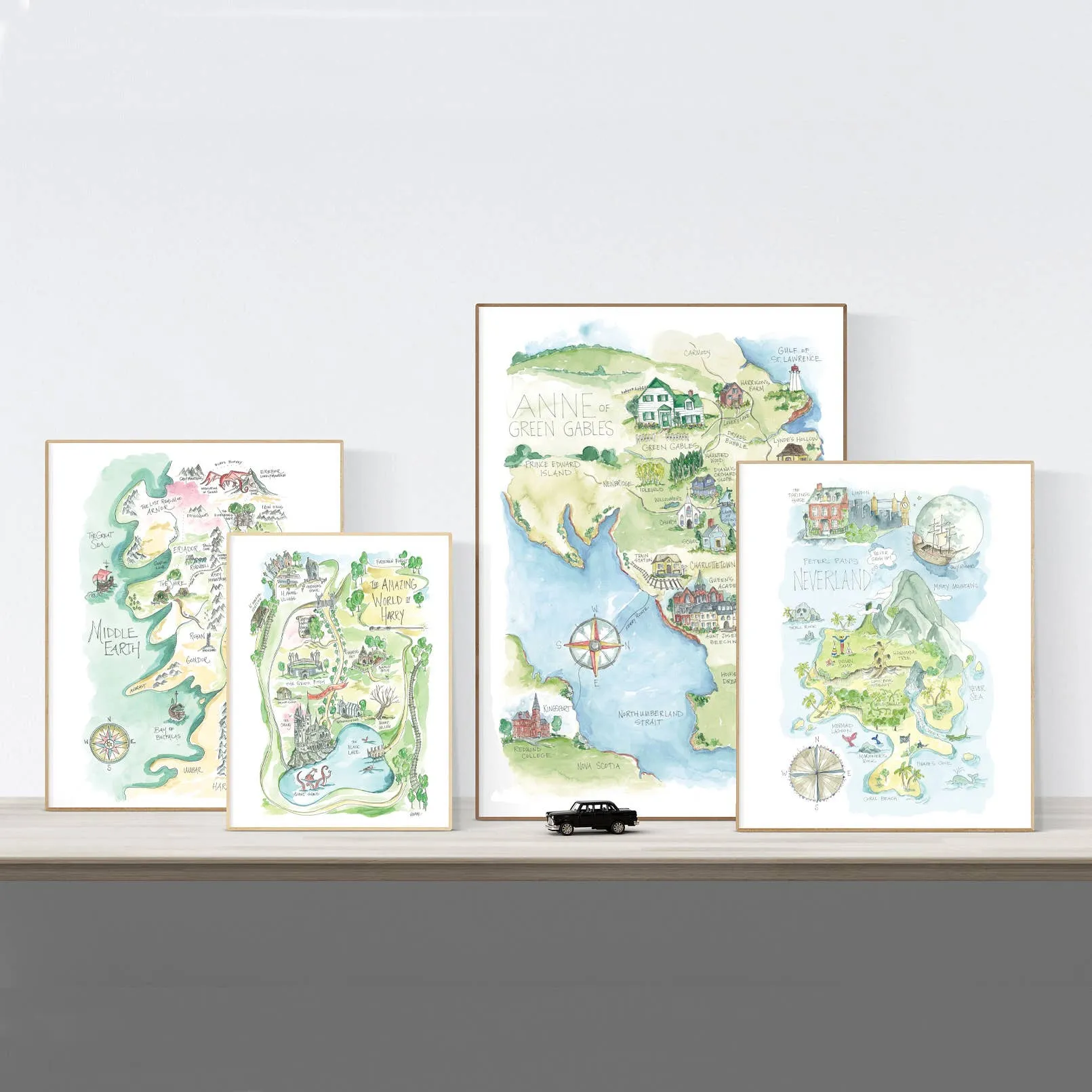 Mary Poppins Watercolor Story Map Print: 11" x 14"
