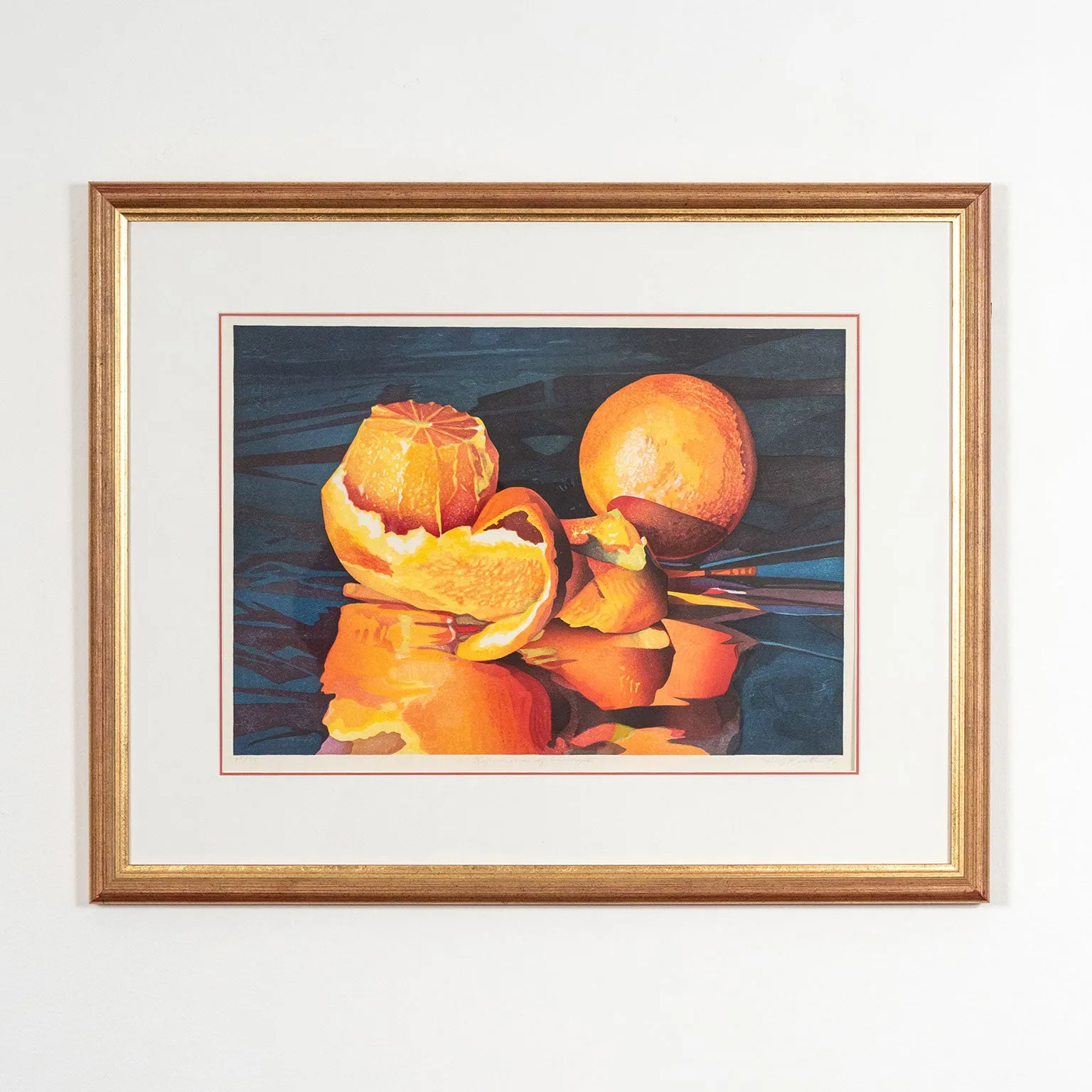 MARY PRATT "REFLECTION OF ORANGES" COLOR WOODCUT, 1996