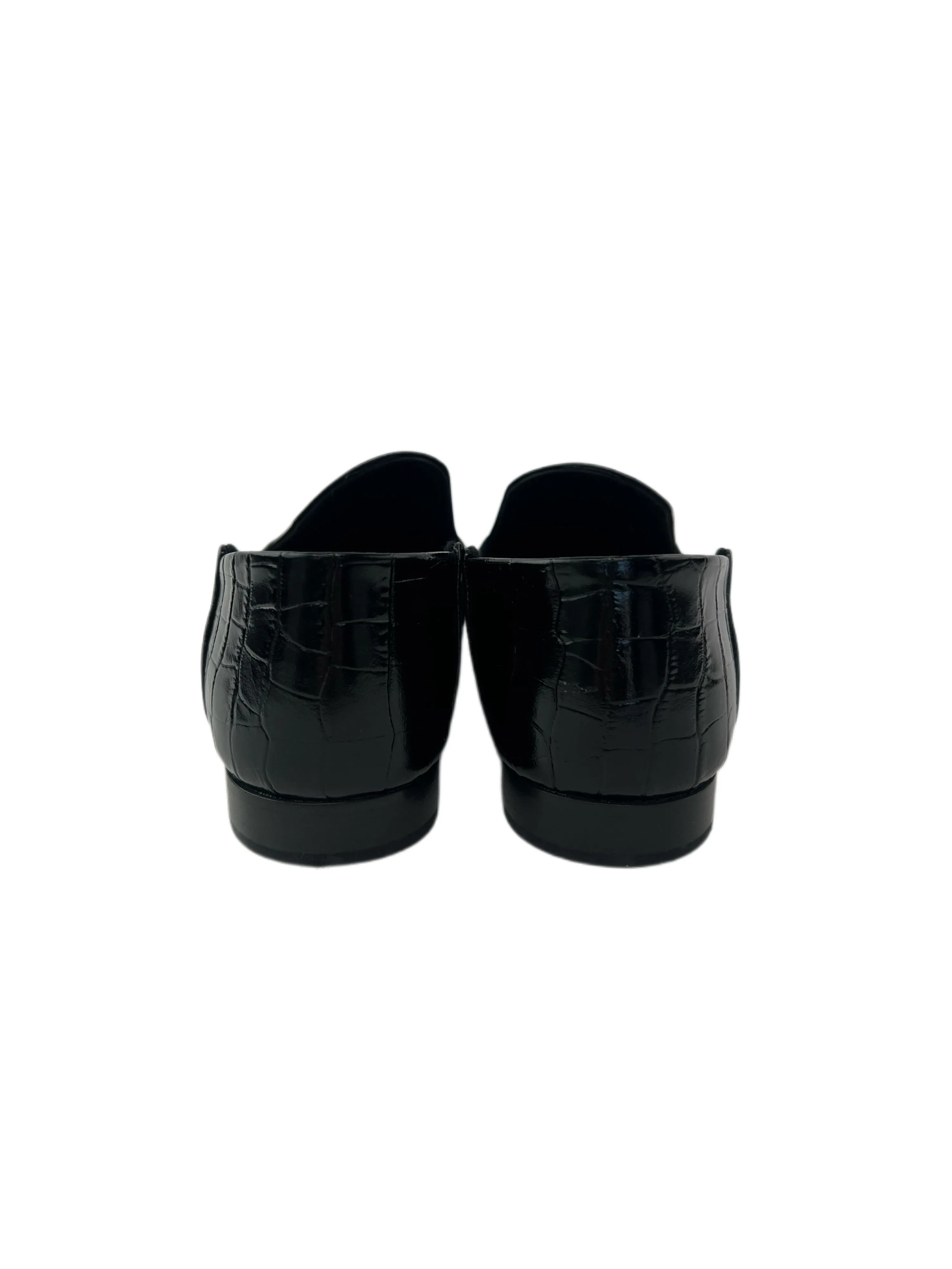 Max Mara Women's Nero Larisa Croc Embossed Leather Loafers NWT
