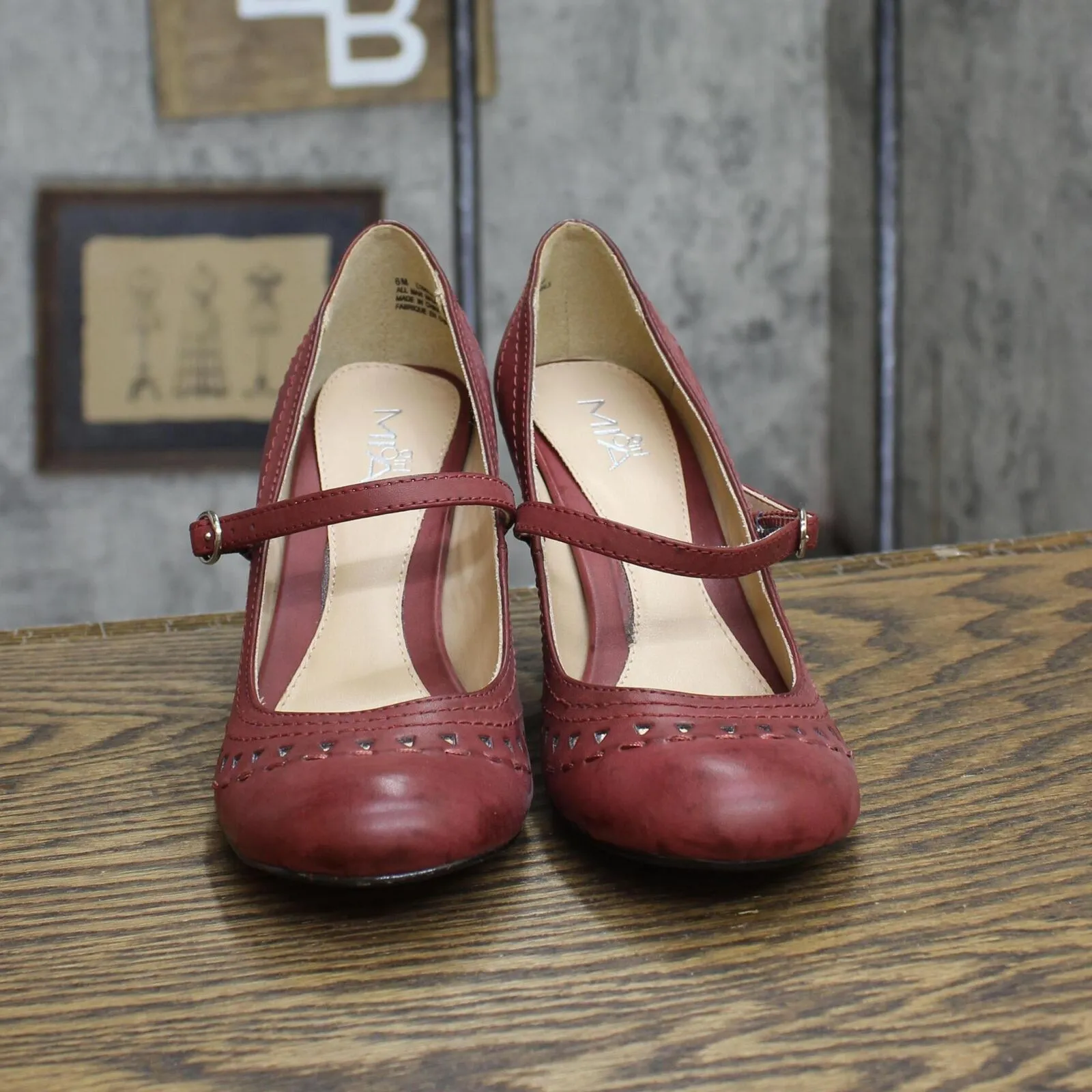Mia Girl Womens Vintage Strap High Heels 16740e428dadd4 Red 6M
