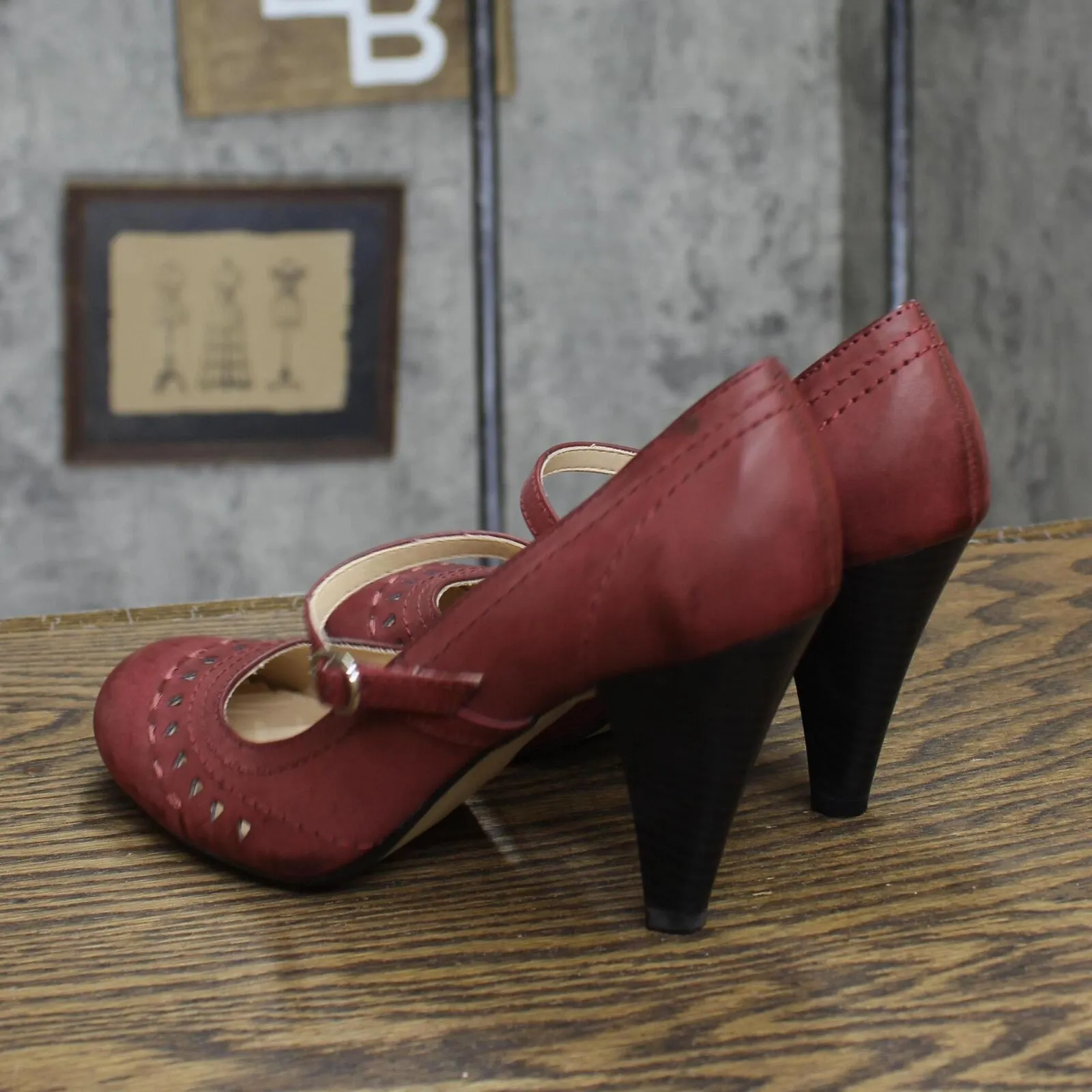 Mia Girl Womens Vintage Strap High Heels 16740e428dadd4 Red 6M