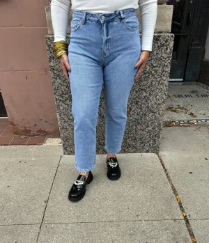 Mica Sky High Wedge Straight Leg Jeans