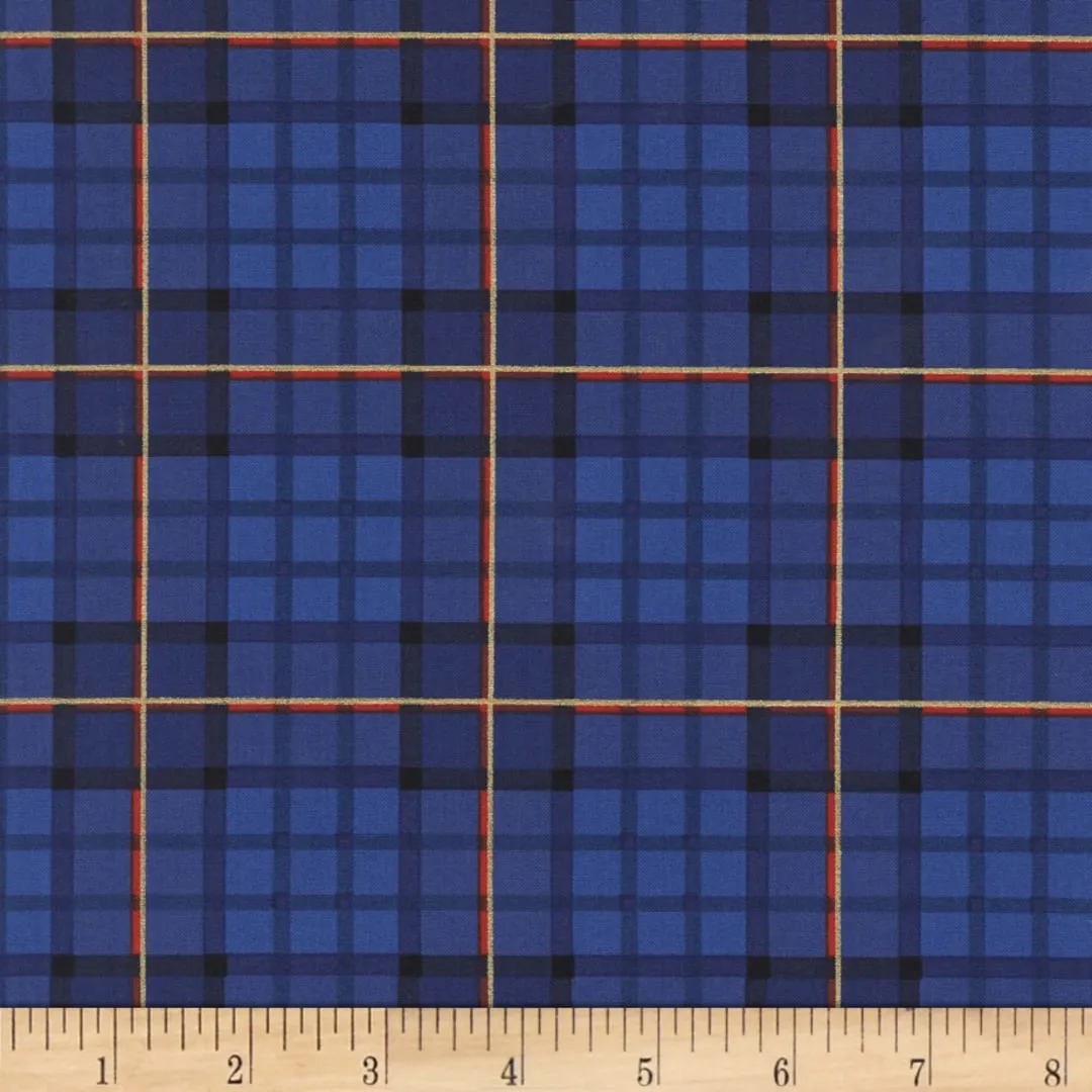 Michael Miller Nutcracker Metallic Nutcracker Plaid Royal