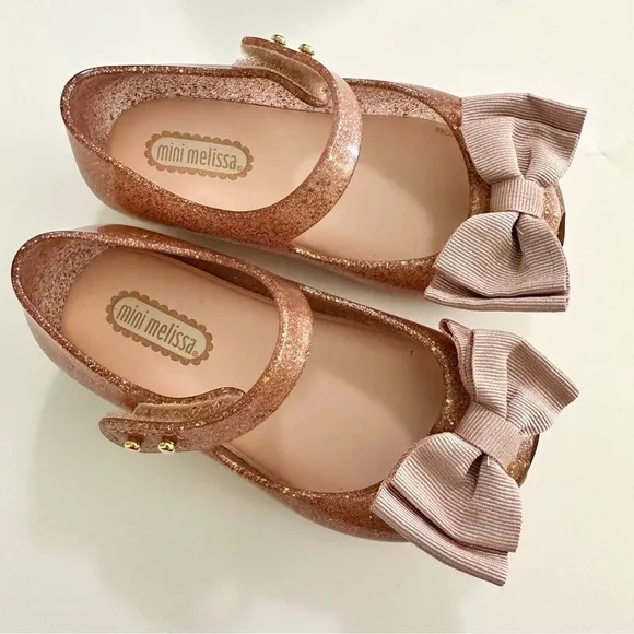 Mini Melissa Girls Bow Glitter Mary Jane