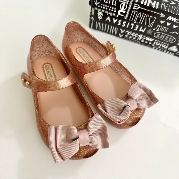 Mini Melissa Girls Bow Glitter Mary Jane