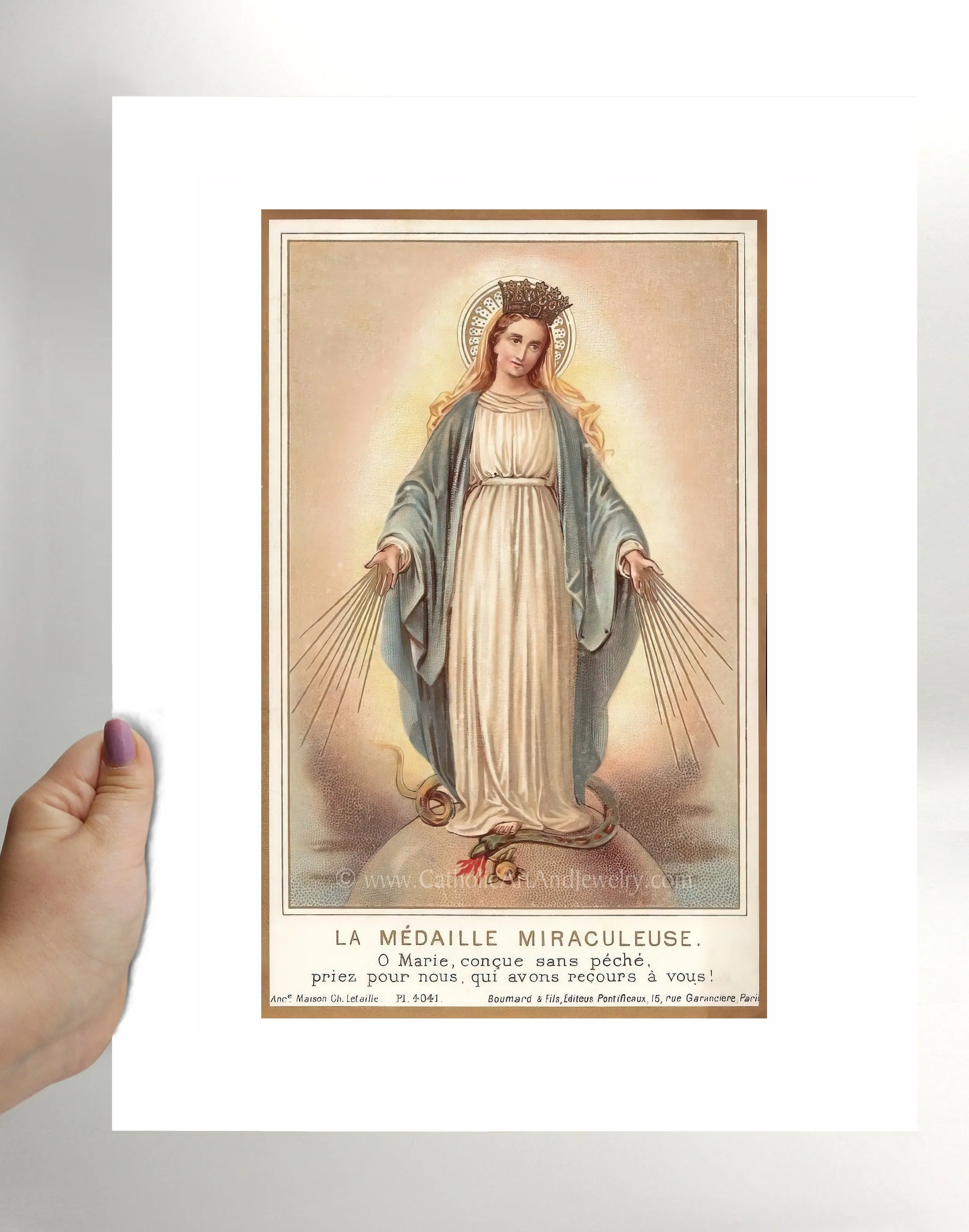 Miraculous Medal – based on a Vintage Holy Card – Catholic Art Print – Archival Quality