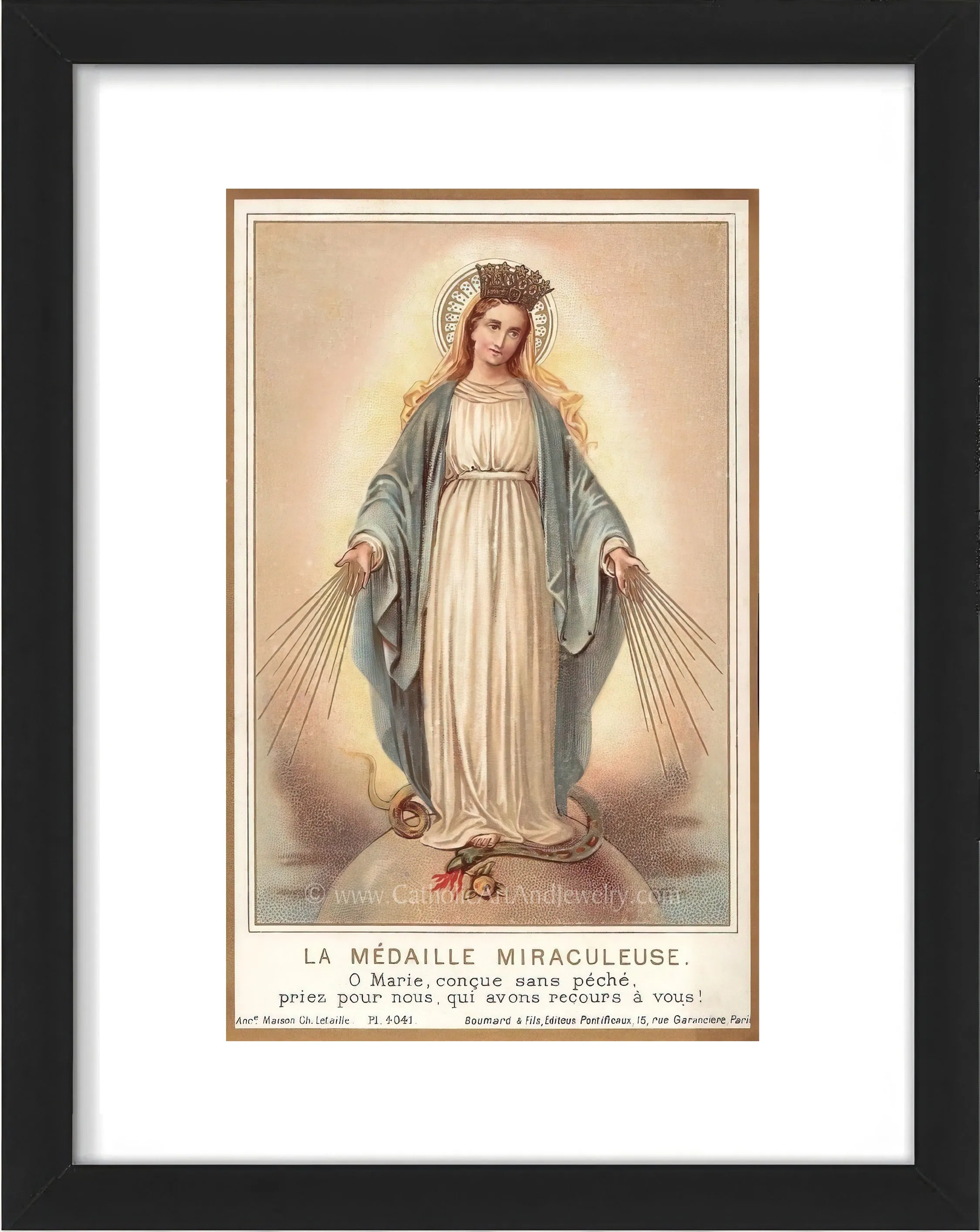 Miraculous Medal – based on a Vintage Holy Card – Catholic Art Print – Archival Quality