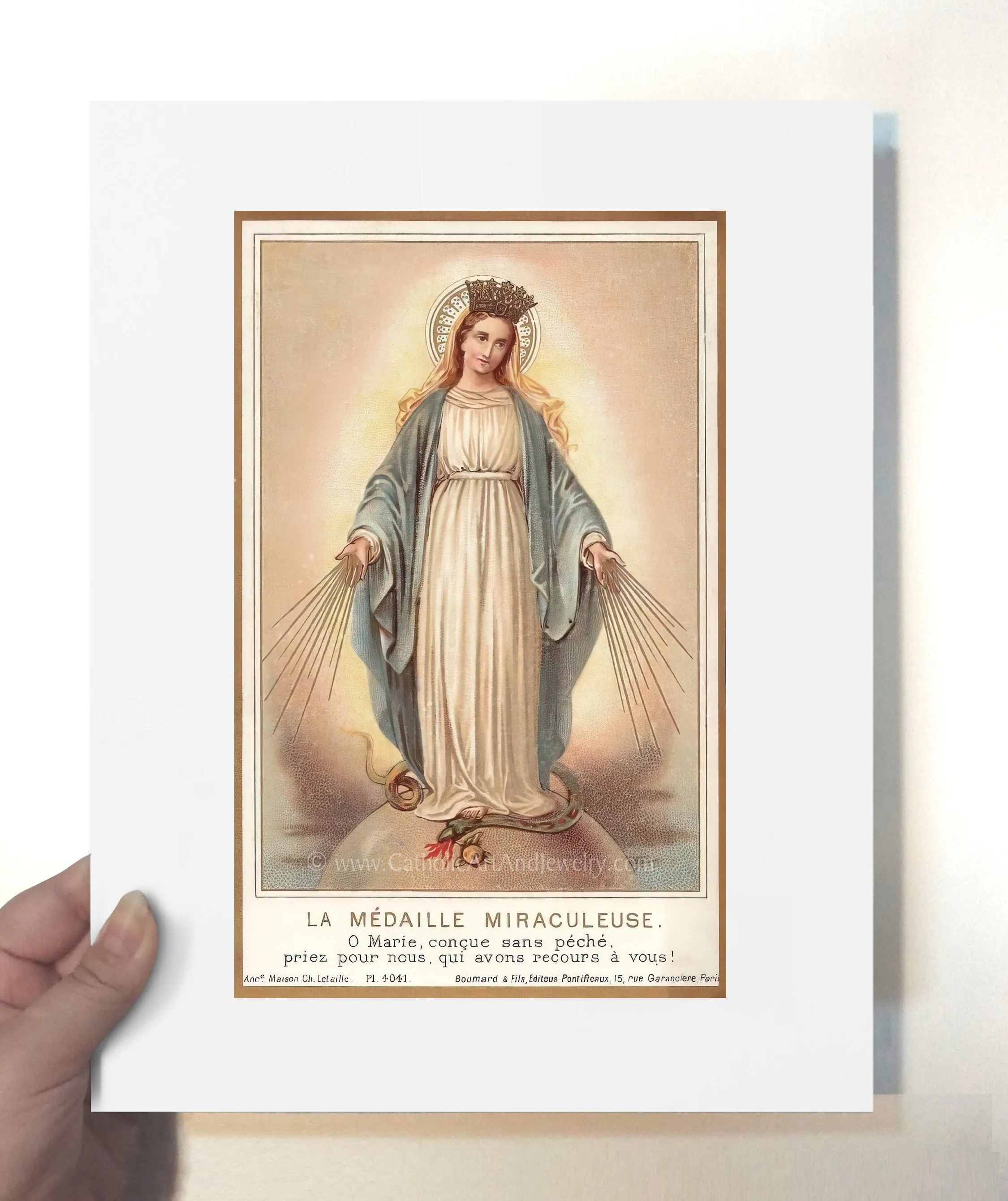 Miraculous Medal – based on a Vintage Holy Card – Catholic Art Print – Archival Quality
