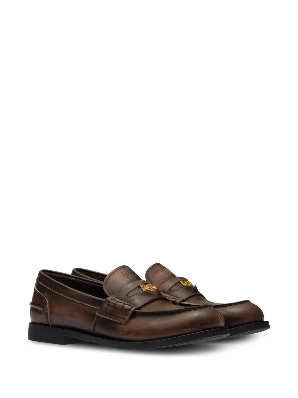 Miu Miu logo-embossed leather penny loafers