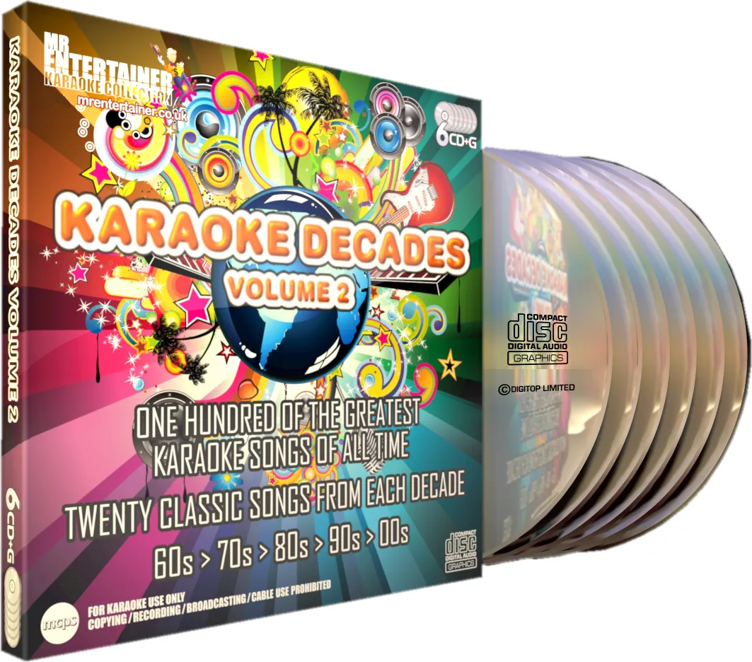 Mr Entertainer Karaoke Decades Vol. 2 - 100 Song 6 Disc CD G Set