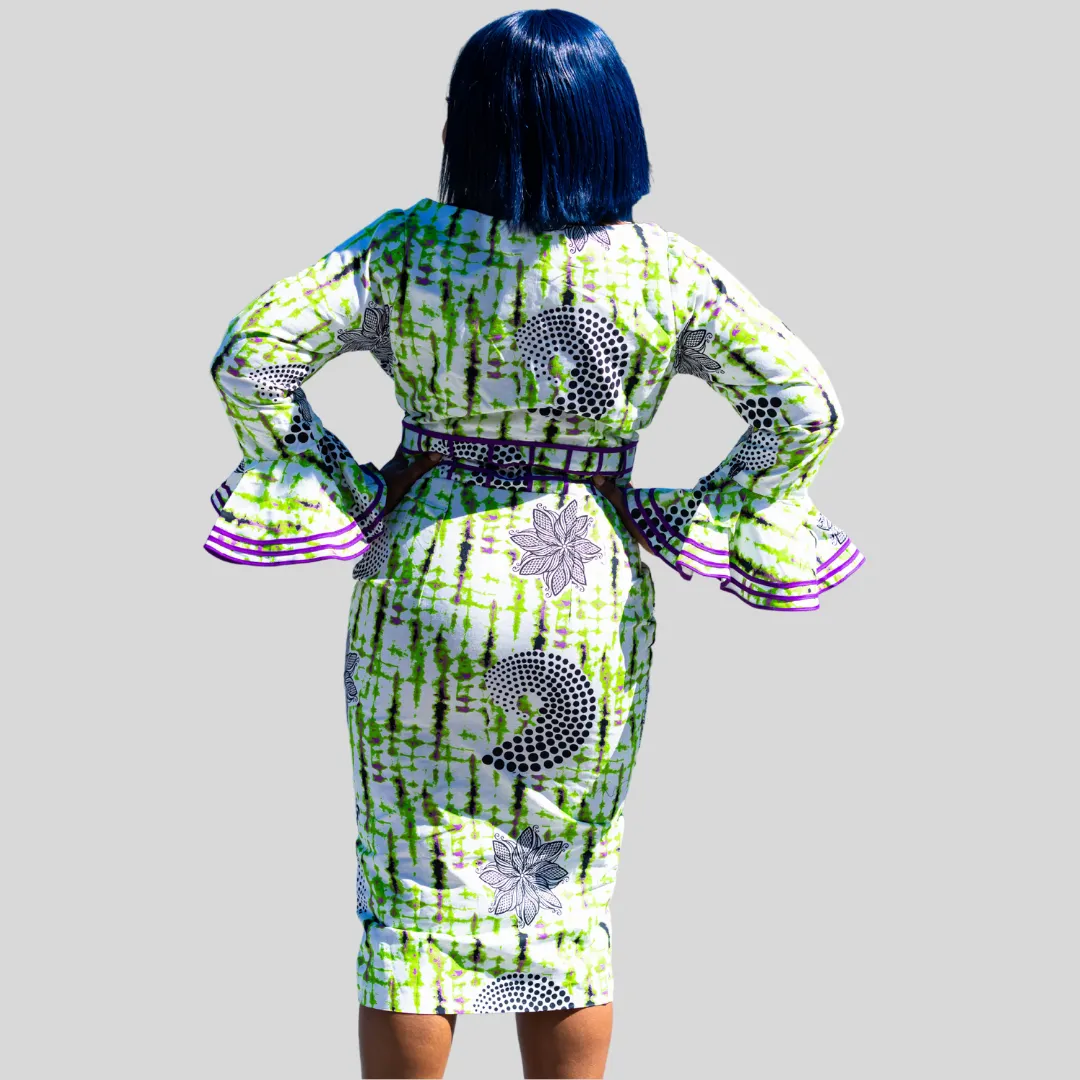 Multi color puff sleeve Dress