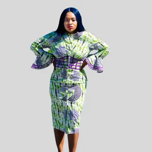Multi color puff sleeve Dress