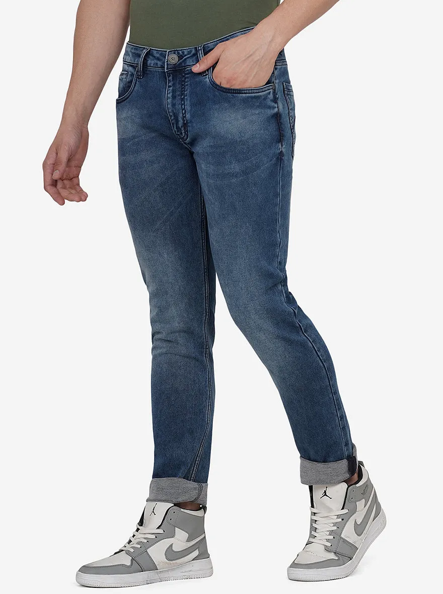 Navy Blue Washed Slim Fit Jeans | JadeBlue