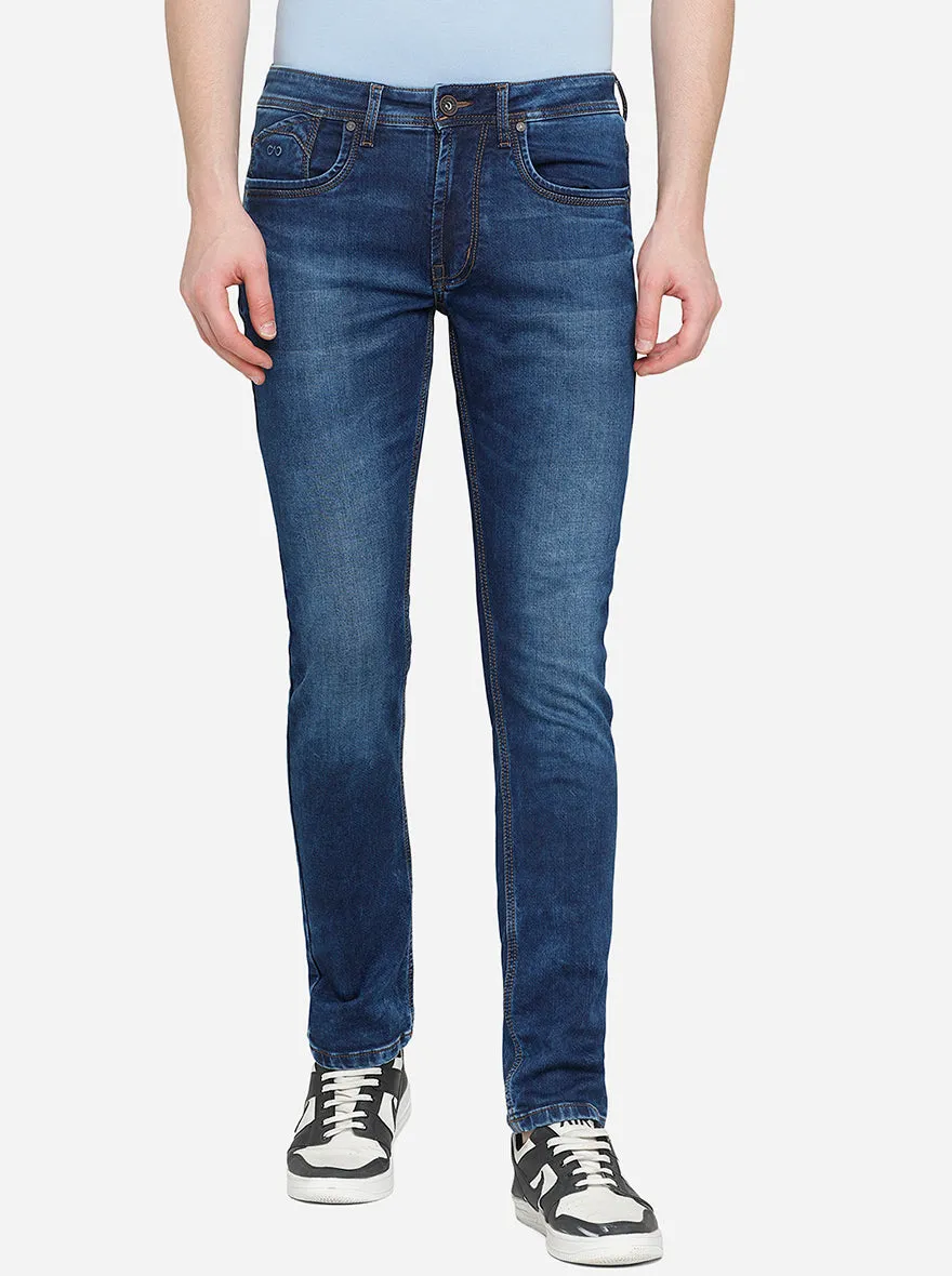 Navy Blue Washed Slim Fit Jeans | JadeBlue