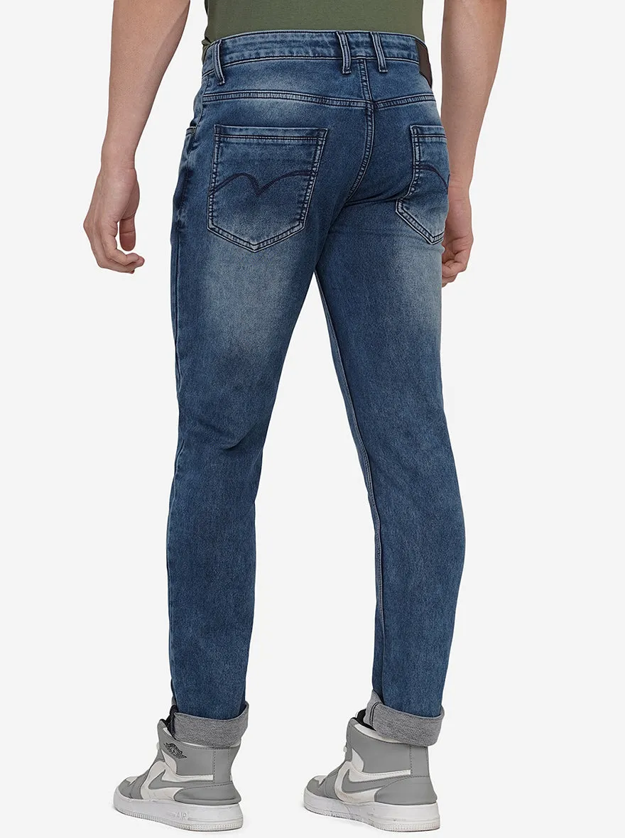 Navy Blue Washed Slim Fit Jeans | JadeBlue
