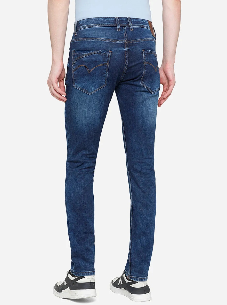 Navy Blue Washed Slim Fit Jeans | JadeBlue