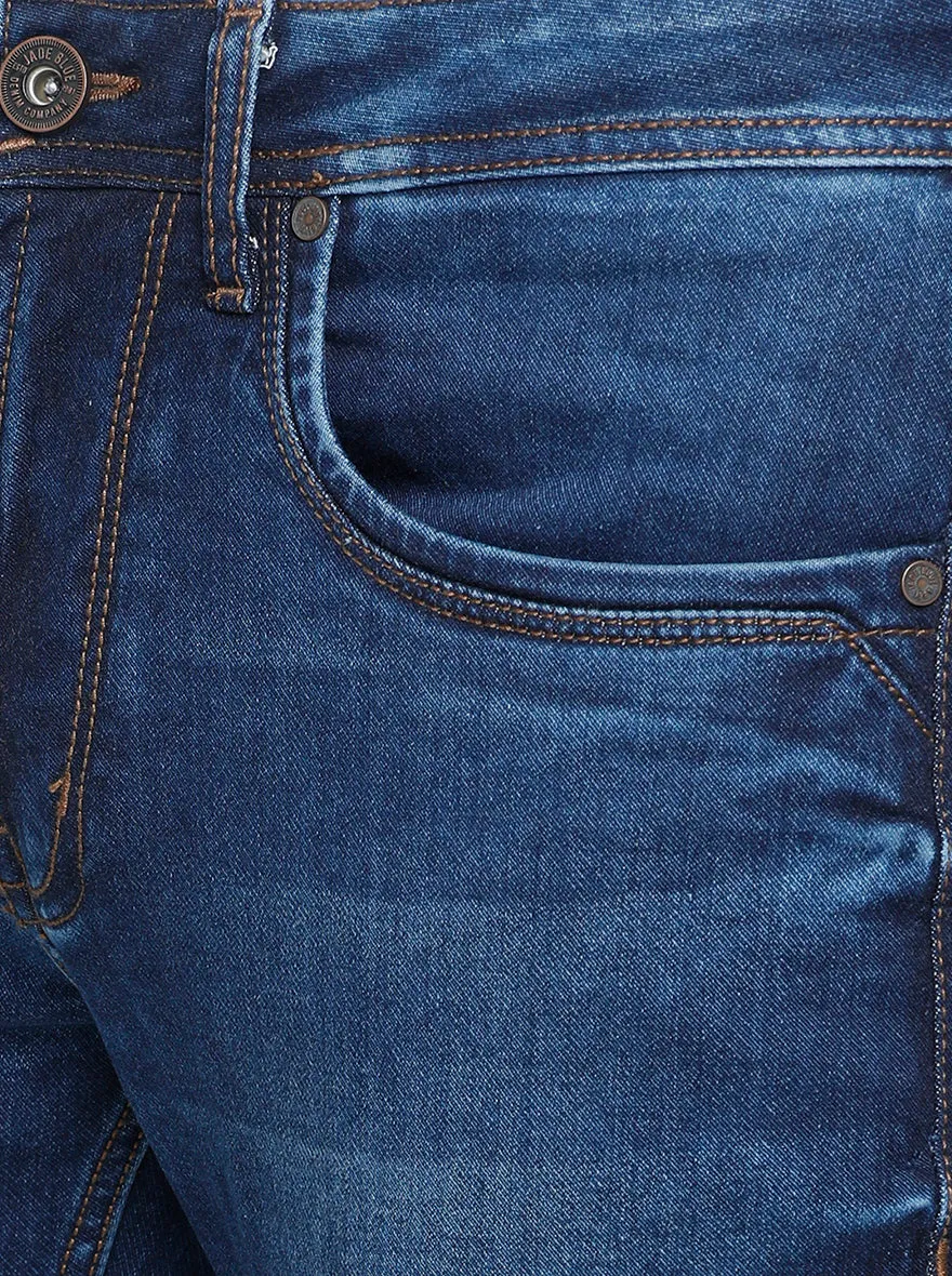 Navy Blue Washed Slim Fit Jeans | JadeBlue