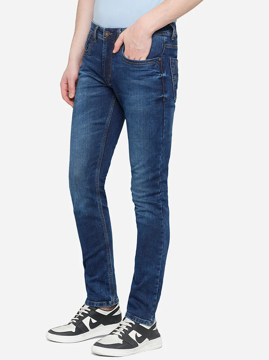 Navy Blue Washed Slim Fit Jeans | JadeBlue