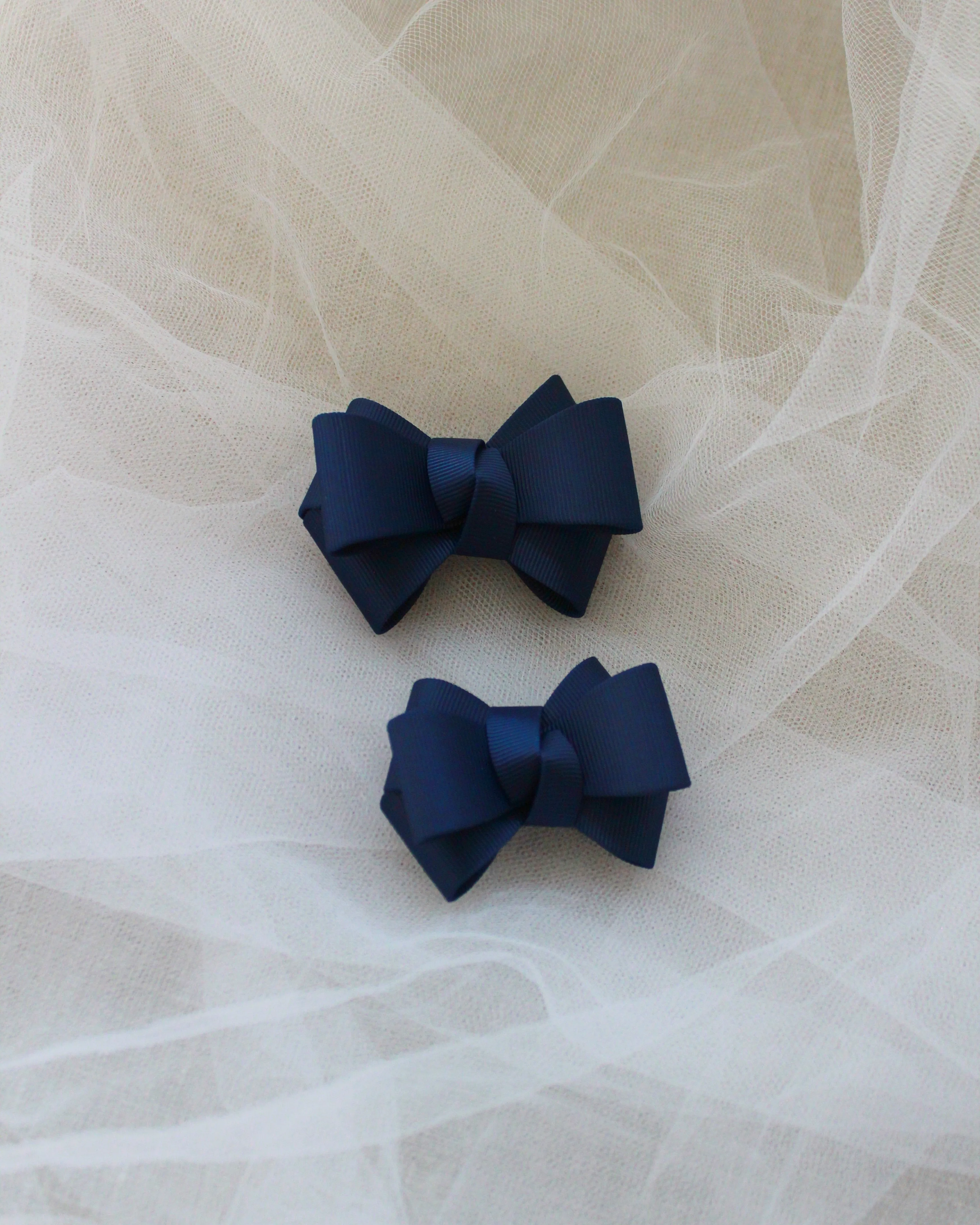 Navy Grosgrain Bow Hair Clip or Shoe Clip