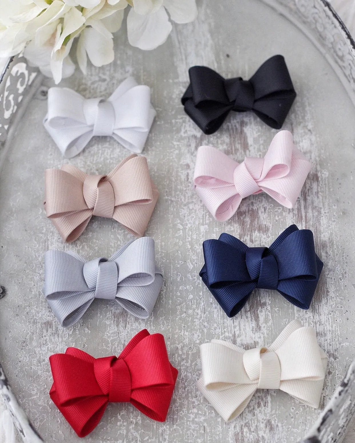 Navy Grosgrain Bow Hair Clip or Shoe Clip
