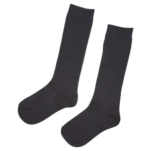 NAVY RIBBED HIGH SOCKS
