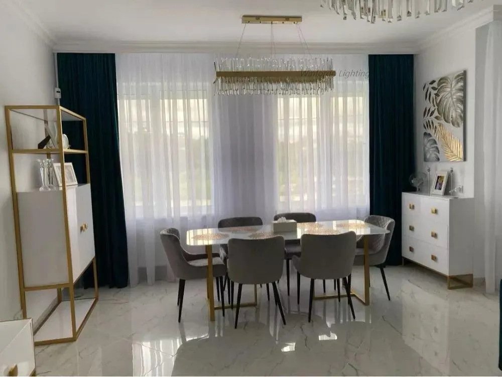 Nordic Chrome/Gold Circular/Rectangular Crystal Chandelier