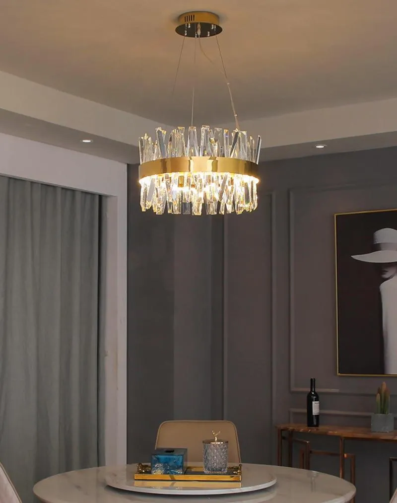 Nordic Chrome/Gold Circular/Rectangular Crystal Chandelier