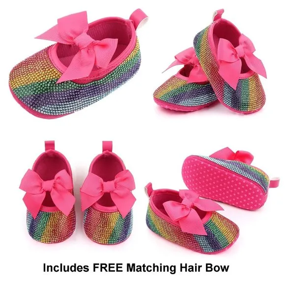 NWT Cute Sparkling Bling Swarovski Rhinestone Baby Girl Princess Shoes  …