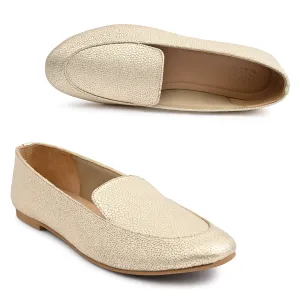 Olivia Gold Dotted Loafers For Women