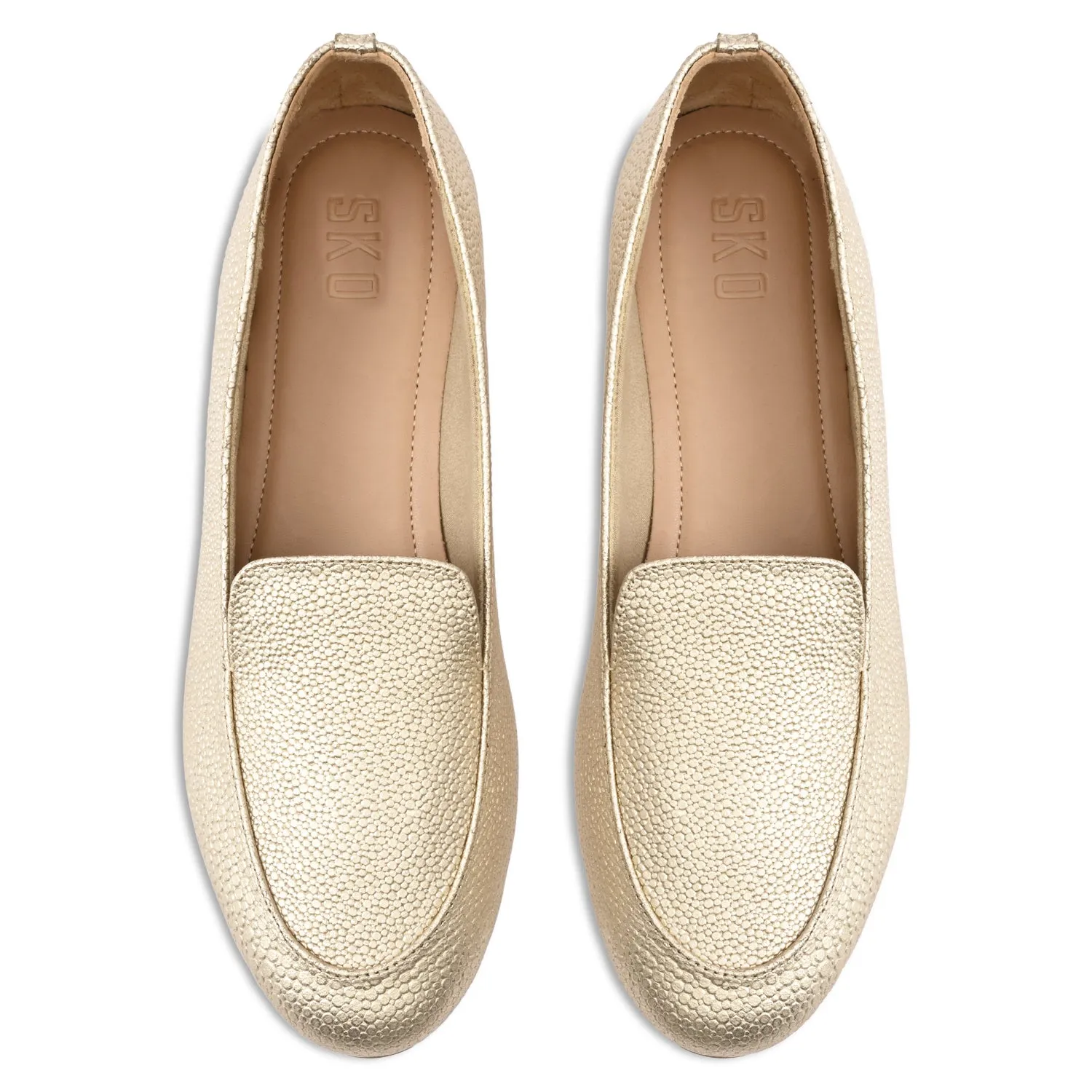 Olivia Gold Dotted Loafers For Women