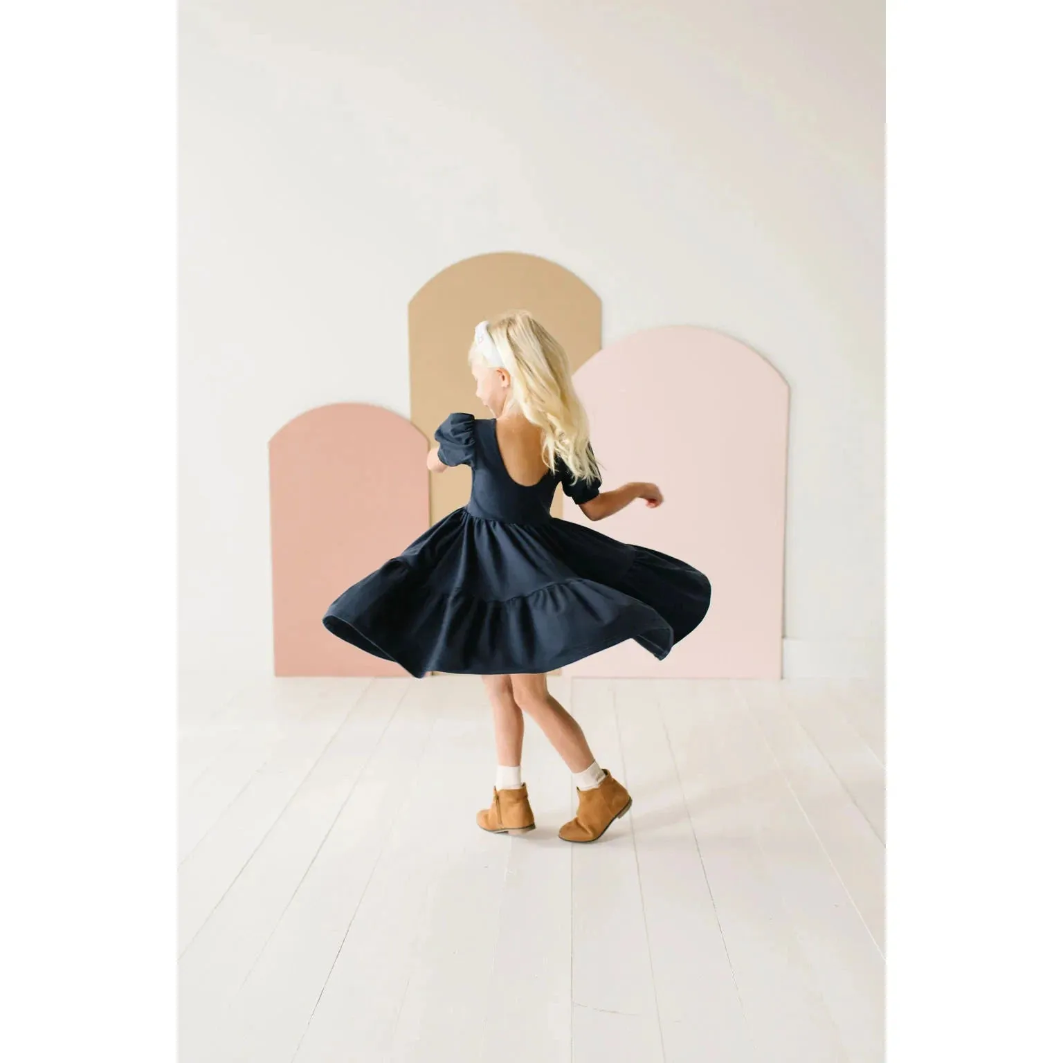 Ollie Jay Navy Puff Twirl Dress