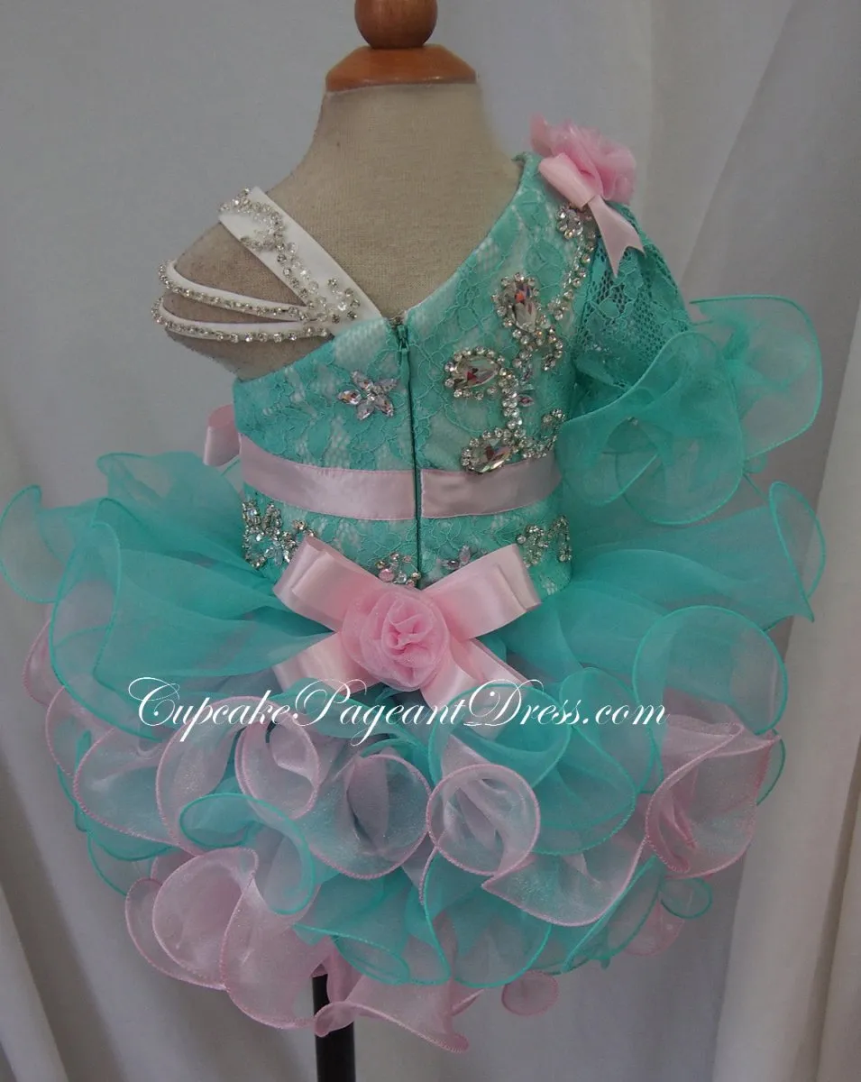 One Shoulder Stone Lace Little Girls/Baby/Toddler/New Born/Kids Pageant Dress