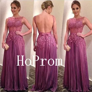 Open Back Prom Dresses,Long Sleeve Prom Dress,Evening Dress