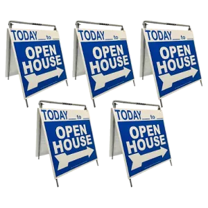 Open House Sign Metal A-Frame Kit - 5 Pack - Today - Blue