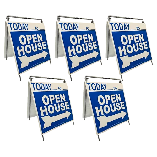 Open House Sign Metal A-Frame Kit - 5 Pack - Today - Blue