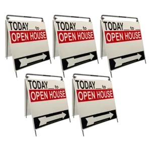 Open House Sign Metal A-Frame Kit - 5 Pack - Today - Red/White/Black