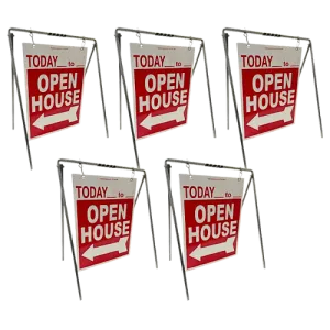 Open House Sign Metal A-Frame Kit - 5 Pack - Today Swinger - Red