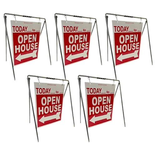 Open House Sign Metal A-Frame Kit - 5 Pack - Today Swinger - Red