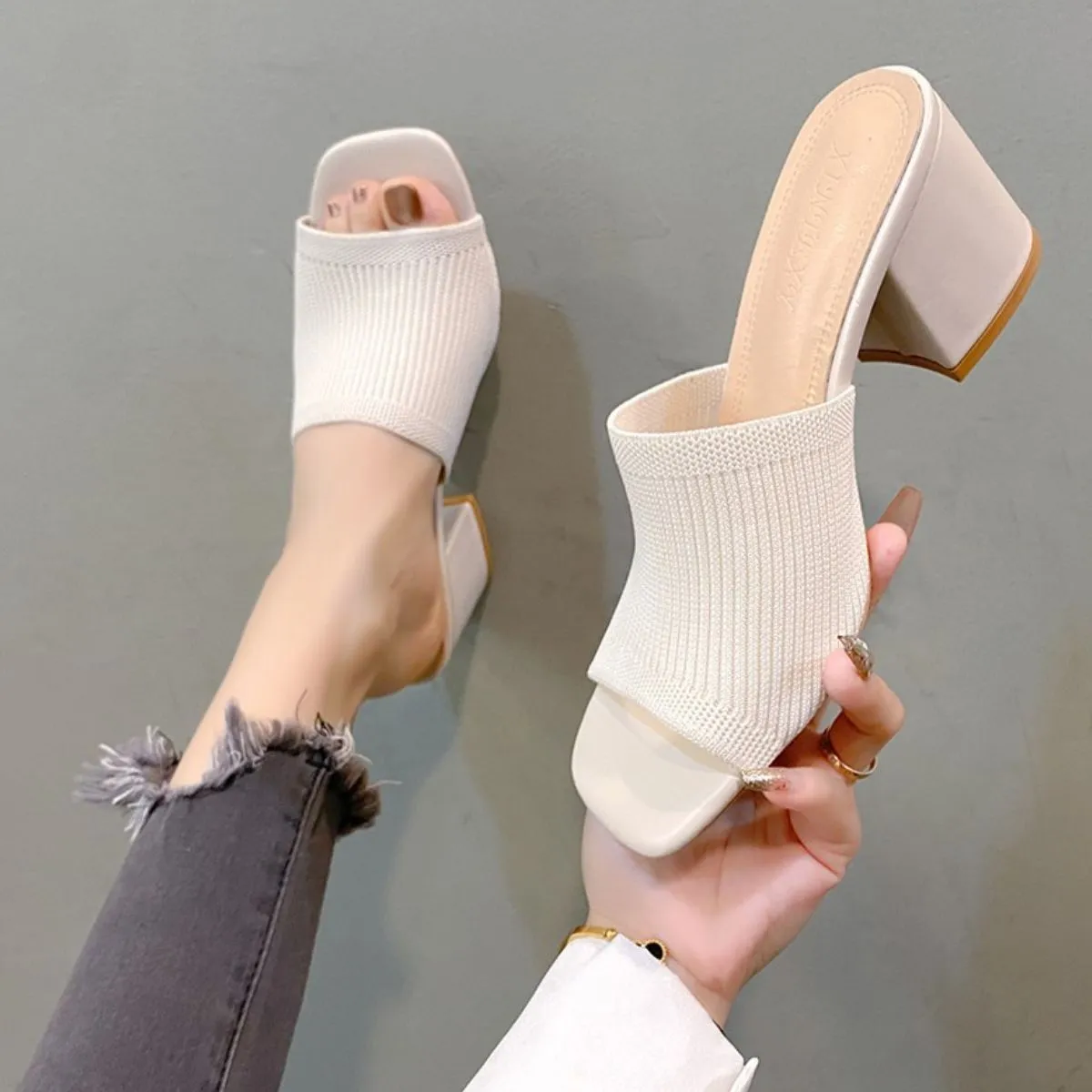 Open Toe Block Heels Sandals