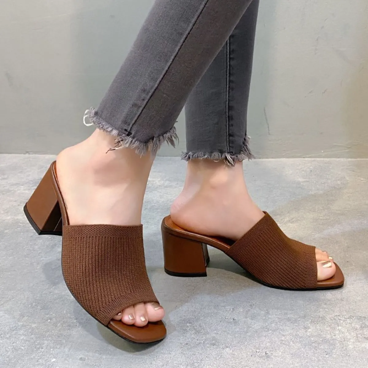 Open Toe Block Heels Sandals