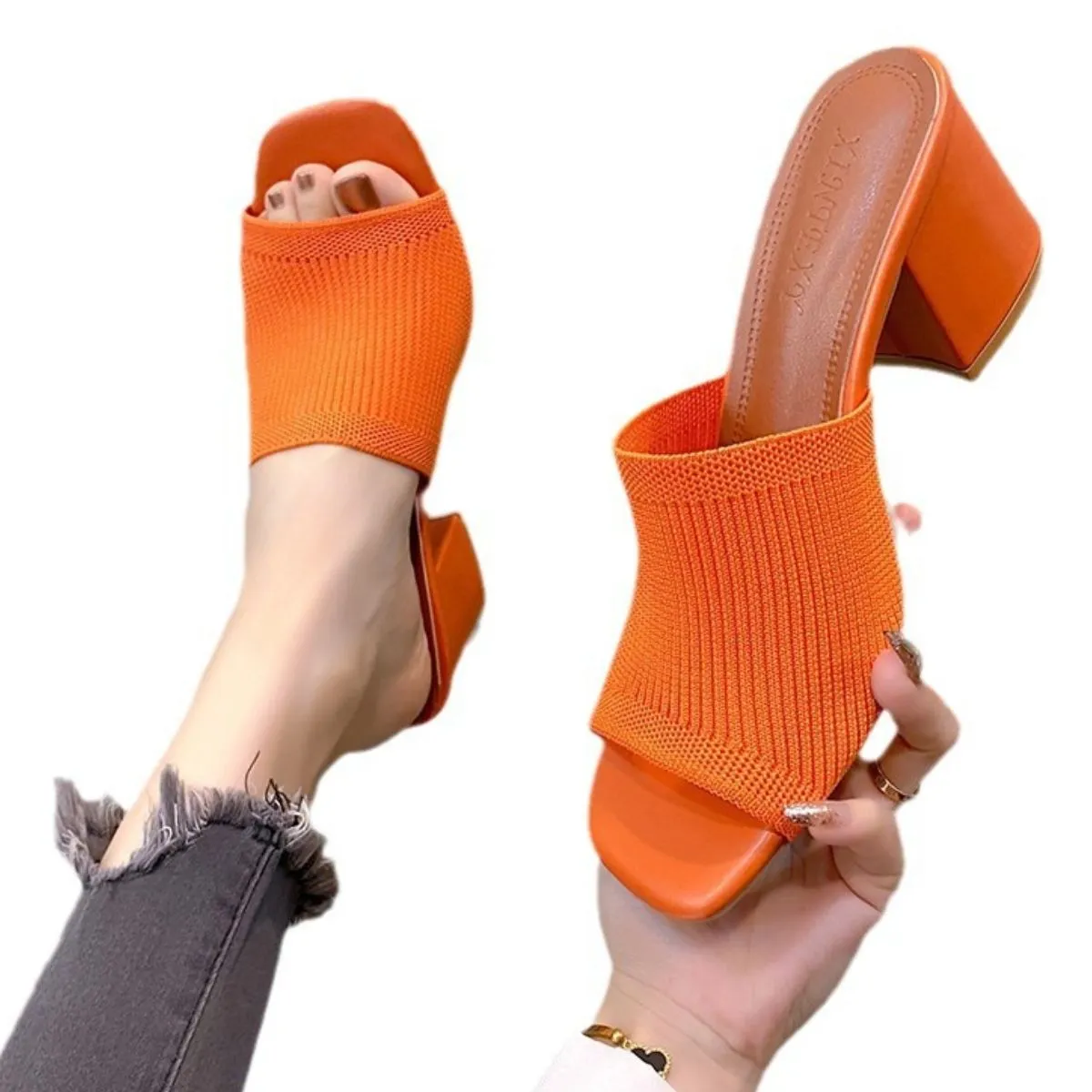 Open Toe Block Heels Sandals