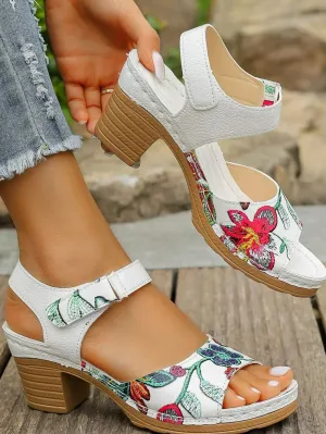 Open Toe Block Heels Sandals